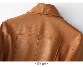 Kožené Streetwear Reálne Kabát Žena Prírodnej Ovčej Kože Kabát Ženy Moto Originálne Kožené Bundy Žena Jeseň Coats 981