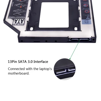 Kphrtek Univerzálny SATA 3.0 2. HDD Caddy 9,5 mm pre 2.5 2TB SSD Prípade Pevného Disku Skrinka s LED pre Prenosné DVD-ROM Optické Bay