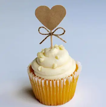 Kraft srdcia cupcake mulčovače, rustikálny svadby, narodeniny, Valentína krst, Krstiny party dekorácie prstencového potravín tipov