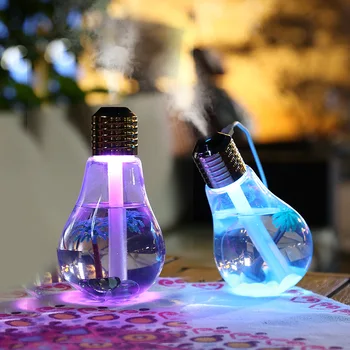 Kreatívne Žiarovka Zvlhčovač Farebné Nočné Svetlo Ploche Zvlhčovač Vzduchu 400 ml USB Difúzor Mini Desktop Čistička Vzduchu