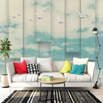 Krásny trojrozmerný vzduchu úľavu vtákov tvorivé gauč TV pozadí na stenu