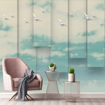 Krásny trojrozmerný vzduchu úľavu vtákov tvorivé gauč TV pozadí na stenu