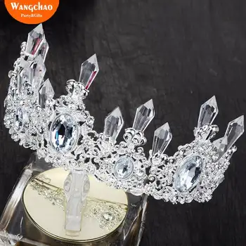 Kráľovná White Crystal Crown Cake Vňaťou Happy Birthday Cake Vňaťou Nevesta Svadobné Dekorácie Princess pokrývku hlavy na Strane Dodávky