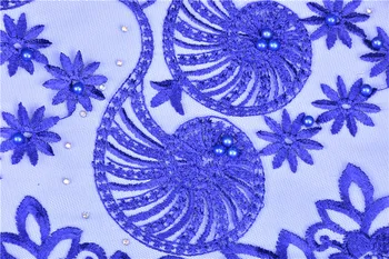 Kráľovská Modrá Nigérijský Čipky Textílie S Kamene Na spoločenské Šaty Kvalitné francúzske Čistý Čipky S Kamene Pre Svadobné Svadobné 1219B