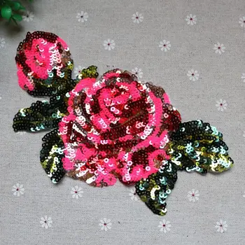 Kvet 10.5*19.5 cm flitrami škvrny nášivka záplaty pre odevné textílie patch šitie parches bordados vyšívané záplaty