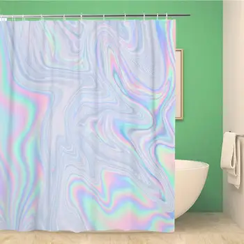Kúpeľňa Sprchový Záves Holografické Abstrakt v Pastelových Neónové Farby pre Vaše Moderné Polyester Textílie 72x78 palcov Nepremokavé Kúpeľ