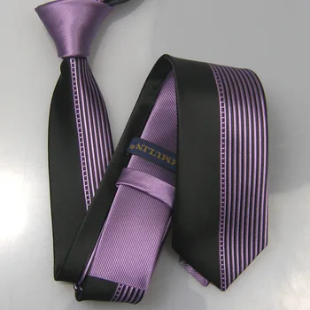 LAMMULIN pánske Oblek Väzby Fialová Uzol Kontrast-Čierna Pol Fialová Pruhované Vertikálne Kravata Mikrovlákna Chudá Kravatu 6typ Cravat