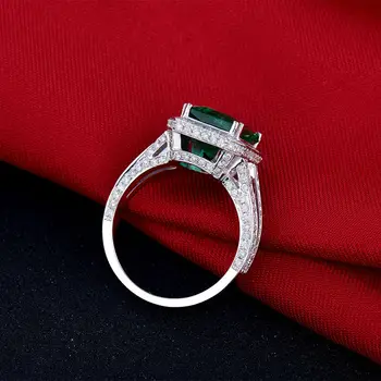 LANMI Vintage Emerald Rez 8x10mm Pevné 18k Biele Zlato Prírodné Kolumbijskej Emerald Krúžok Skutočný Diamant Ženy Zapojenie Jemné Šperky