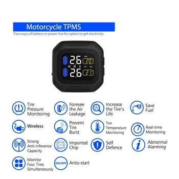 LCD Motocykel Tlaku v Pneumatikách TPMS Monitor Systému Externých Snímačov Moto Nepremokavé Bezdrôtový Alarm tlakomerom Príslušenstvo