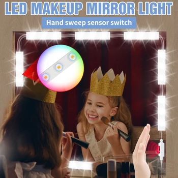 LED 5V Zrkadlo So Svetlom Toaletný Stolík Súprava 2 6 10 14 Modulov make-up Lampa USB, Smart Strane Sweep Senzor Krásy Hollywood Stmievateľné