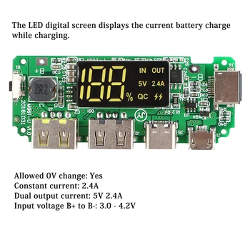 LED Dual Micro USB Typ-C Mobile Power USB 18650 Preťaženie Nabíjačku Viac-Absolutórium LED Mobilné energetické Nabíjanie Rada