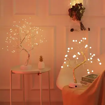 LED Nočné Svetlo Mini Vianočný Stromček Medený Drôt Garland Lampa Pre Domáce Deti Spálňa Decor Rozprávkových Svetiel Svietidlá Dovolenku osvetlenie