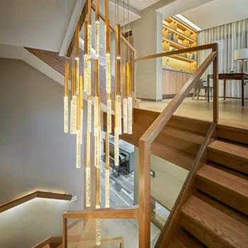 LED prívesok svetlo minimalistický škandinávsky loft schodisko crystal visiace lampy nordic umelecké tvorivé reštaurácia zlato dlho svetlo