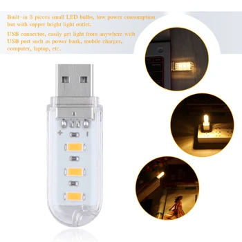 LED Žiarovky, Elektrónky mini USB lampa 5730SMD 3 Led Knihy Camping svetlá Žiarovka usb led Nočné svetlo Pre PC, Notebooky pre Notebook Čítanie