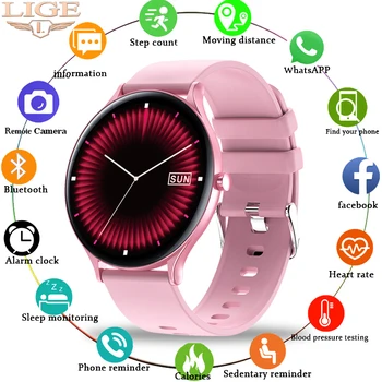 LIGE Módne Smart Hodinky Ženy, Športové Fitness Tracker Zdravie Monitor Nepremokavé Plný kruh dotykový displej Elektronické smartwatch
