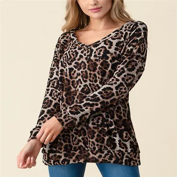 Leopard Tlač Bežné Tričká Ženy 2019 Jar Leto Horúce Tees Príležitostné O-Krku Krátky Rukáv Harajuku v Pohode T-shirt Žena Topy