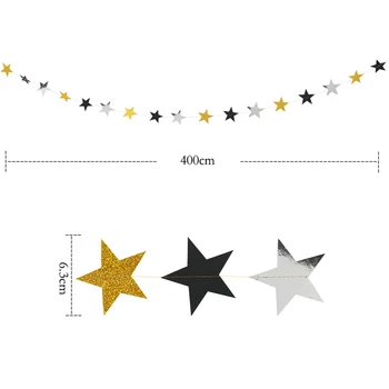 Lesk Zlata, Striebra Black Star Kruhu Girlandy Vlajka Najlepšie Na Ukončenie Štúdia Narodeninovej Party Dekorácie, Detské Sprcha Strana Dodávky