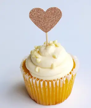 Lesk starožitné zlata srdcia svadby, narodeniny cupcake mulčovače Valentína zapojenie party dekorácie prstencového špáradlá