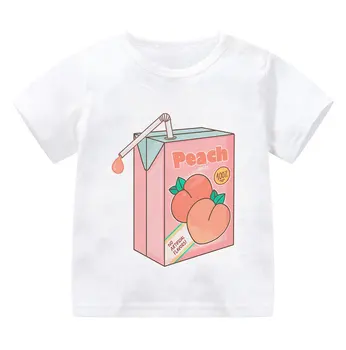 Letné Nové Maľované Tlač Chlapec Tričká Pre Deti Letné Ľadový Nápoj Roztomilý Ovocie Dievčatá T Košele Dizajn Kawaii Jednoduché Detské Tričko