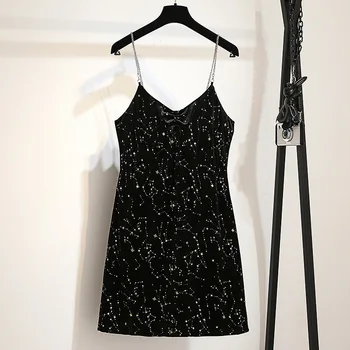 Letné temperament čierne tenké star šatka šaty, sexy tvaru okolo pása malé čierne šaty