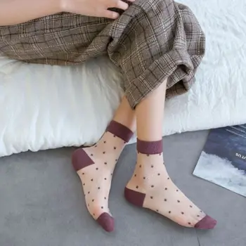 Leto v Pohode Vintage Farebné Priedušná Transparentné Ultra-tenké Ženy Členkové Ponožky Bodky Ponožky Ženy Pôvodné Mäkké, Módne Ponožky