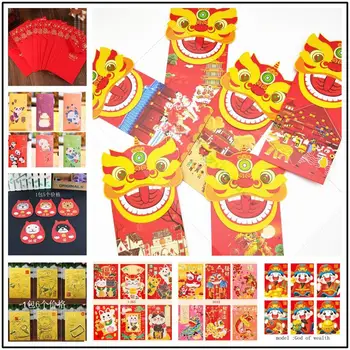Lev wake šťastie, peniaze paketové čínsky nový Rok cartoon Červené obálky jarný festival darček peniaze paketové dieťa samoopaľovacie červená vrecku