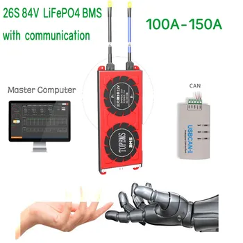 LiFePo4 batérie BMS 26S 84V Bluetooth 100A150A RS485 MÔŽE NTC UART používa pre lítium železa fosfát Batérie 3.2 V spojené do série 26