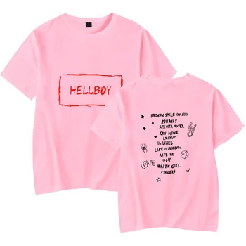 Lil Peep HELLBOY Muži Ženy Roztomilý Kpop T-Shirt Tlač Voľný čas Krátky Rukáv t shirt Bavlny O-krku Pohodlné Chlapec Dievča tričko