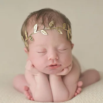 Limitovaná edícia leaf vlasy kapely Európe a Amerike hot-predaj zlatá strieborná farba listu dieťa pokrývku hlavy novorodenca photograpy rekvizity