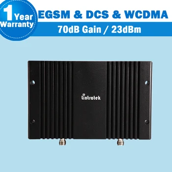 Lintratek Band 1+3+8 EGSM 880 + DCS 1800 +WCDMA 2100 MHz 70 db 2G/3G Tri-Band Zosilňovač Telefónneho Signálu Repeater s MGC/AGC S27