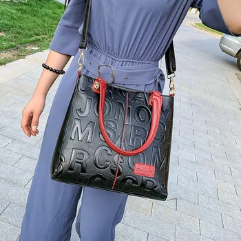List Tlač Ženy Tote Bag Veľkú Kapacitu Luxusné Kabelky Ženy Tašky Dizajnér Vysoko Kvalitnej PU Kože Ramenný Crossbody Taška