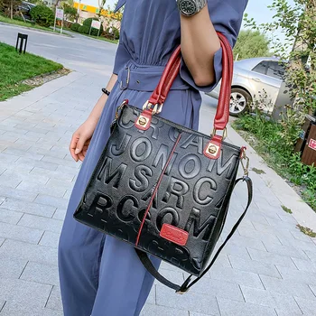 List Tlač Ženy Tote Bag Veľkú Kapacitu Luxusné Kabelky Ženy Tašky Dizajnér Vysoko Kvalitnej PU Kože Ramenný Crossbody Taška