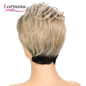 Loryana Krátke BOB Parochňu Svetla Blond Rovno Vysoká Teplota, Vlasy, Parochne a Syntetické Vlákna Hair Pre Ženy Strany