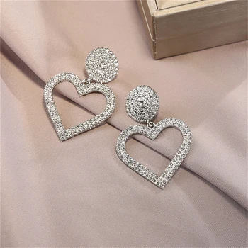 Luokey Kórejský Módne Srdce Visieť Earings Pre Ženy, Luxusné Svadobné Crystal Drop Náušnice Ženské Šperky Boucles D Oreilles 2020