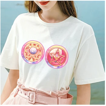 Lus Los 2019 Ležérne Módne dámske Módne Veľké Veľkosti, Ležérne Harajuku Karikatúra tlače Sailor Moon Krátky Rukáv Funny T-Shirt