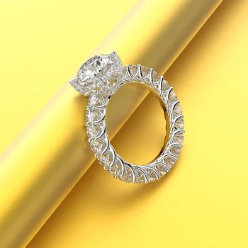 Luxusné 925 Sterling Silver Vytvorené Snubné Prstene Pre Ženy Vysokým Počtom Atómov Uhlíka Diamant Elegantné Výročie Strany Jemné Šperky Darček