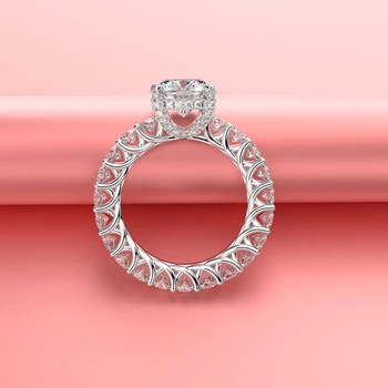 Luxusné 925 Sterling Silver Vytvorené Snubné Prstene Pre Ženy Vysokým Počtom Atómov Uhlíka Diamant Elegantné Výročie Strany Jemné Šperky Darček