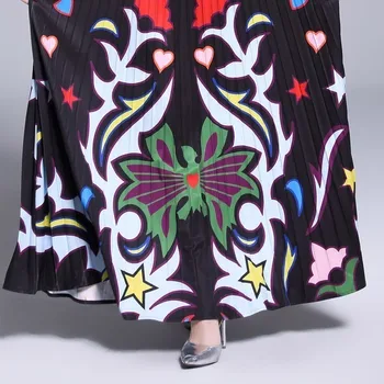 Luxusné Dizajnér Dráhy Abstraktné Leopard Vytlačené Maxi Šaty 2020 Jar Ženy Stojí Golier Slim Vintage Skladaný Šaty Vestidos