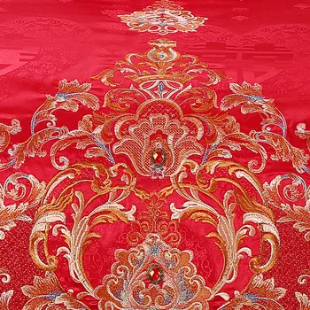 Luxusné Hodvábne Bavlna Žakárové Palác Svadobné posteľná bielizeň nastaviť Výšivky Perinu Posteľ List obliečky na Vankúše Kráľovná King size 4-12 ks