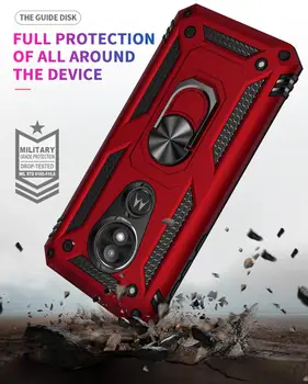 Luxusné Shockproof Brnenie Telefón Prípad Pre MOTOROLA G6 Z4 E5 G7 E6 G8 Plus Hrať NÁS Prst Prsteň Držiteľ Vozidla Magnetický Stojan Kryt