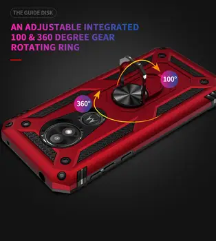 Luxusné Shockproof Brnenie Telefón Prípad Pre MOTOROLA G6 Z4 E5 G7 E6 G8 Plus Hrať NÁS Prst Prsteň Držiteľ Vozidla Magnetický Stojan Kryt