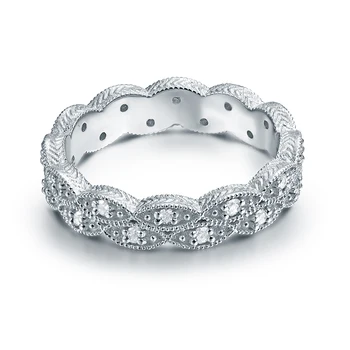 Luxusné VS Objasniť Diamantový Svadobný Prsteň Reálne 14 KARÁTOVÉ Biele Zlato a Špeciálny Dizajn Veľkoobchod Výročie Jemné Šperky, Darček pre Ženu