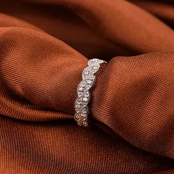 Luxusné VS Objasniť Diamantový Svadobný Prsteň Reálne 14 KARÁTOVÉ Biele Zlato a Špeciálny Dizajn Veľkoobchod Výročie Jemné Šperky, Darček pre Ženu