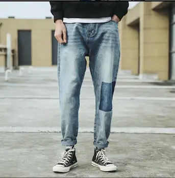 M-2XL! Vysoká kvalita nadrozmerné nohavice pre mužov 2018 Nové pánske jarné nosiť džínsy s vodou na umývanie a zhodu farieb