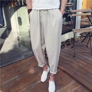 M-5XL!!!Pánske oblečenie bielizeň priedušná muž bežné členok dĺžka nohavice šnúrkou plus veľkosť voľné hárem nohavice