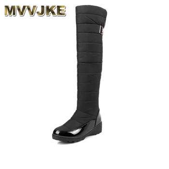 MVVJKE Nový príchod Rusko udržať v teple čižmy módna platforma kožušiny nad kolená, topánky, teplé zimné topánky, topánky pre ženy