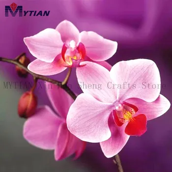 MYTIAN 5D diy Diamond Maľovanie Kvetov 3D Diamond Maľovanie orchidea Plné Kolo&Námestie Kamienkami Diamond Výšivky Cross Stitch