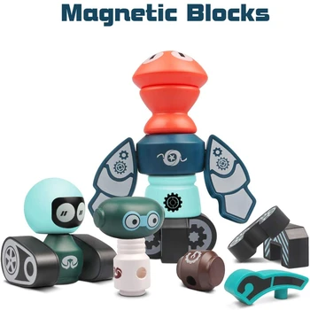 Magnet Robot, Raketa Magnetické Stavebné Bloky Nastaviť Hračky Pre Chlapcov Stohovanie Roboty Logická Hračka