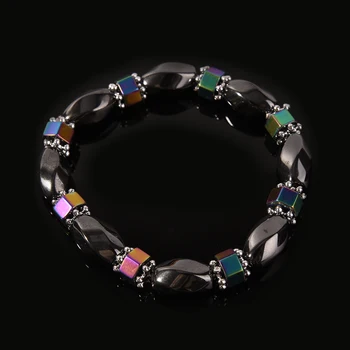 Magnetit Prírodného kameňa Multicolor Gallstone Korálkové Náramky Magnetické Hematite Zdravie Náramok pre Ženy, Mužov, korálky Šperky