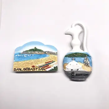 Magnety na chladničku so suvenírmi Santorini, Grécko Chladnička Vložiť Kusadasi Turecko Monako 3d Živice Správu Nálepky Roztomilý Magnety Darček